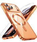 JUESHITUO iPhone 17 Pro MagSafe Case | 9H Glass Screen Protector - Orange