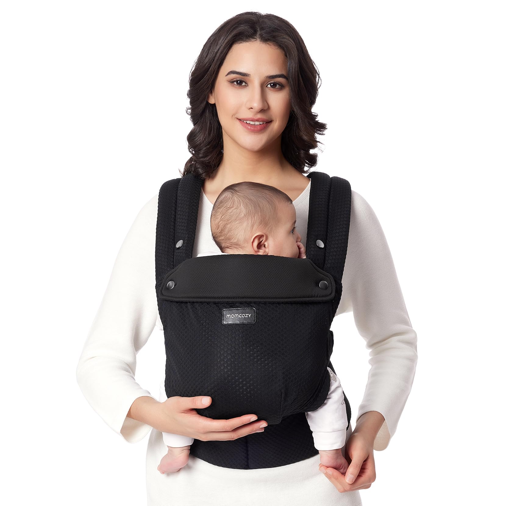 Momcozy Breathable Mesh Baby Carrier – Ergonomic Lumbar Support, Black