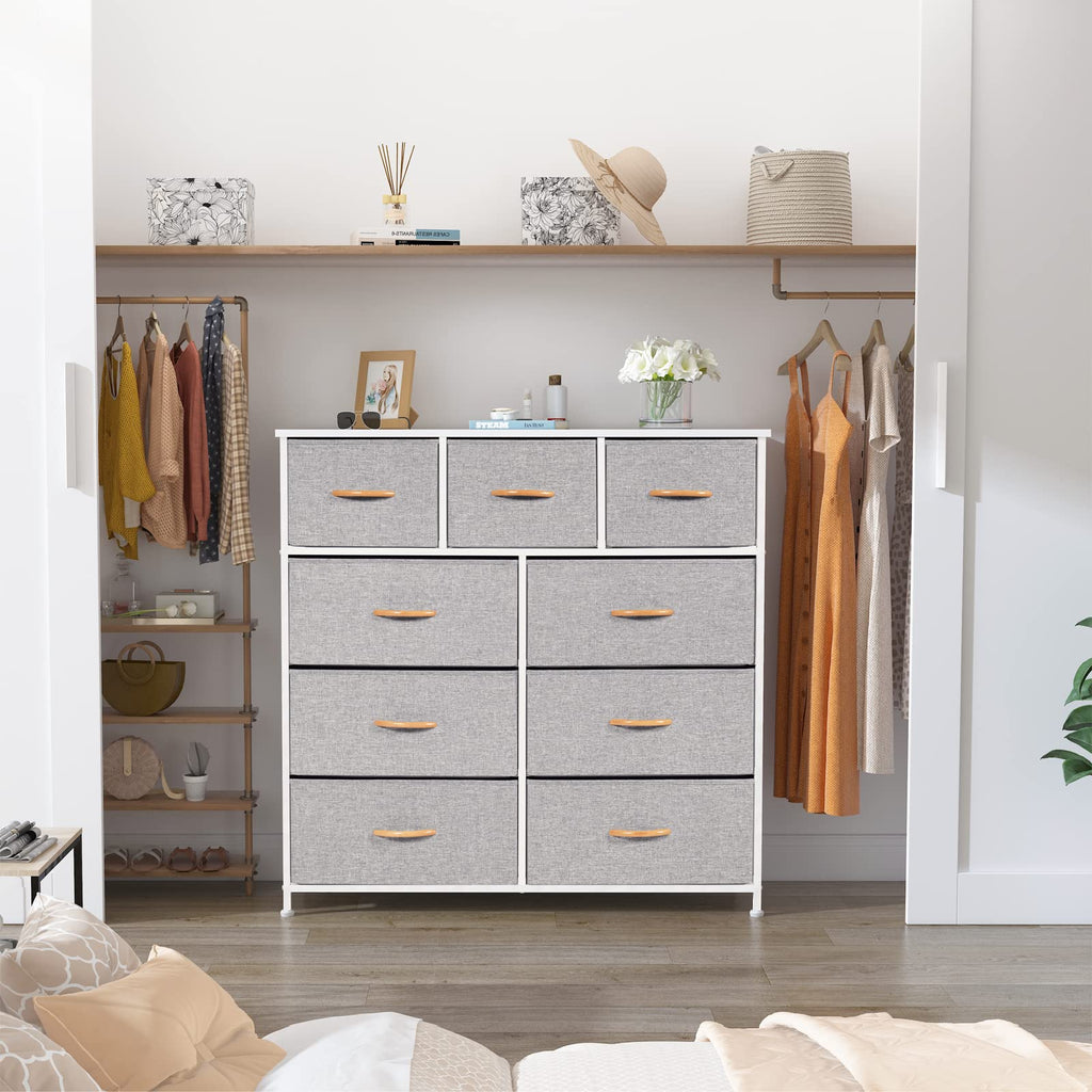 LYNCOHOME 9 Drawer Fabric Dresser – Large Storage Chest for Bedroom