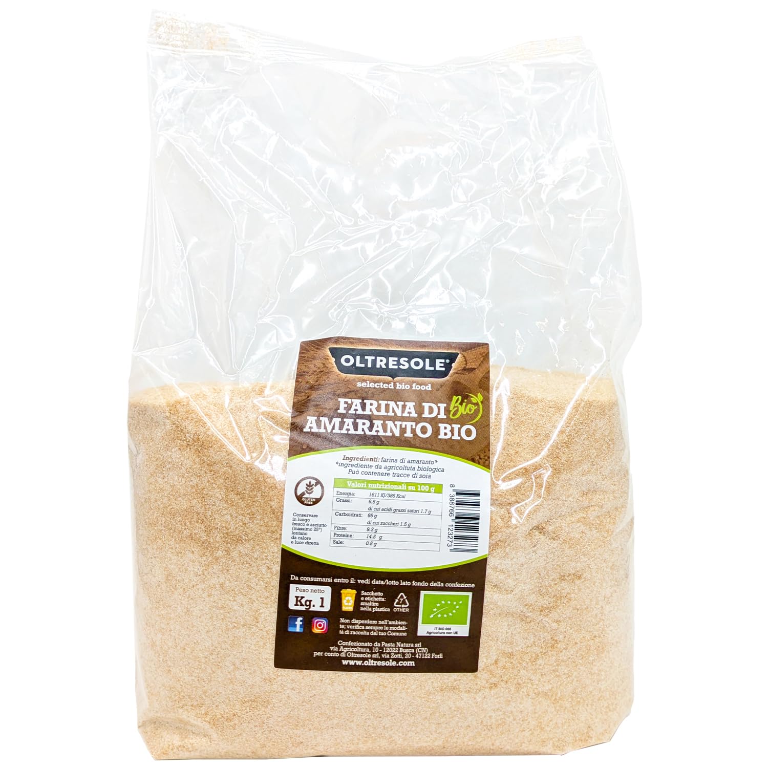 Oltresole - Farina di Amaranto Biologica Senza Glutine - 1 Kg