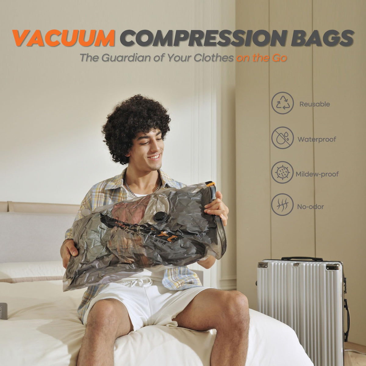 Vacbird No-Pump Vacuum Storage Bags, Space Saver Bags for Travel, 15 Pack - image 3