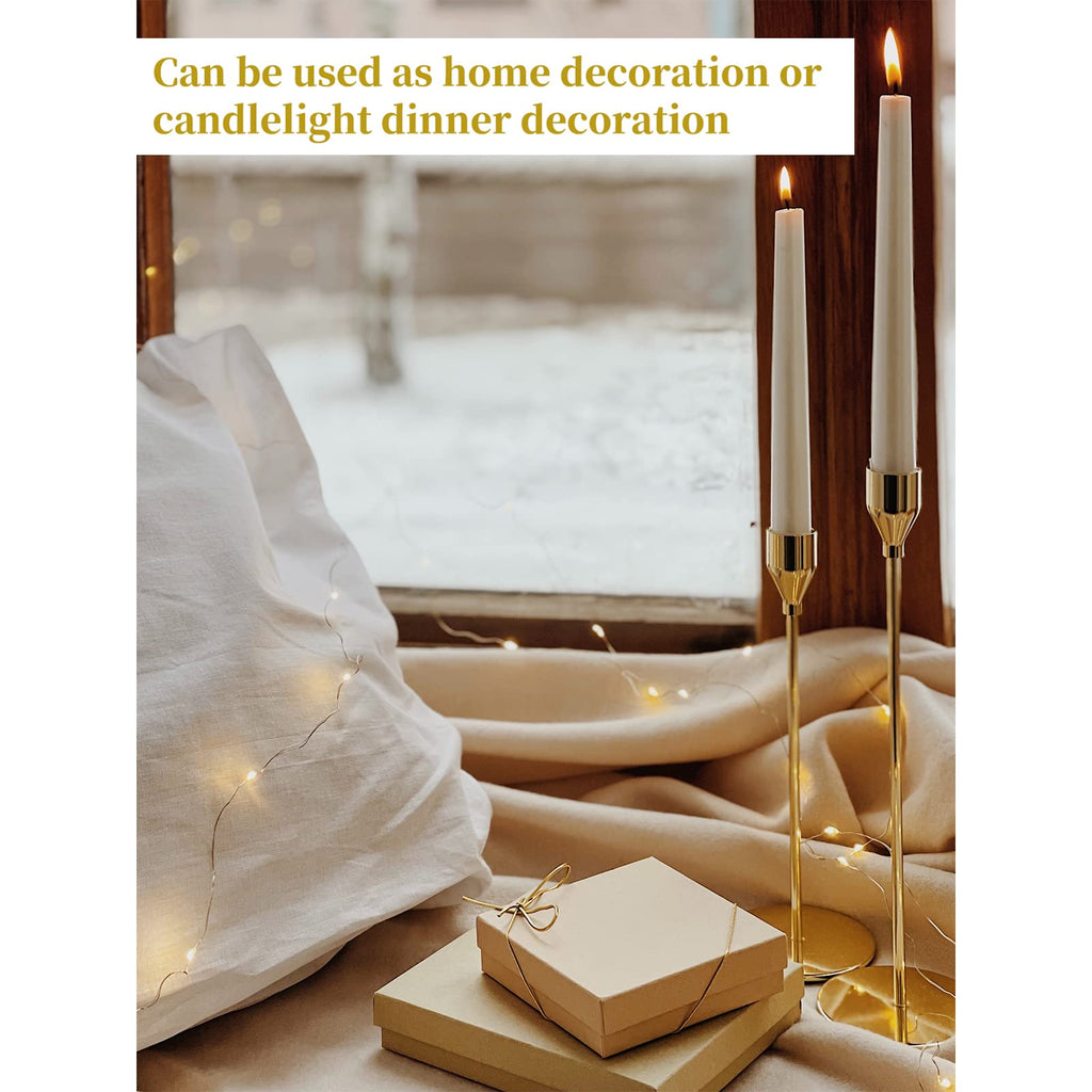 Gold Taper Candle Holders – Set of 18 Metal Wedding Centerpieces