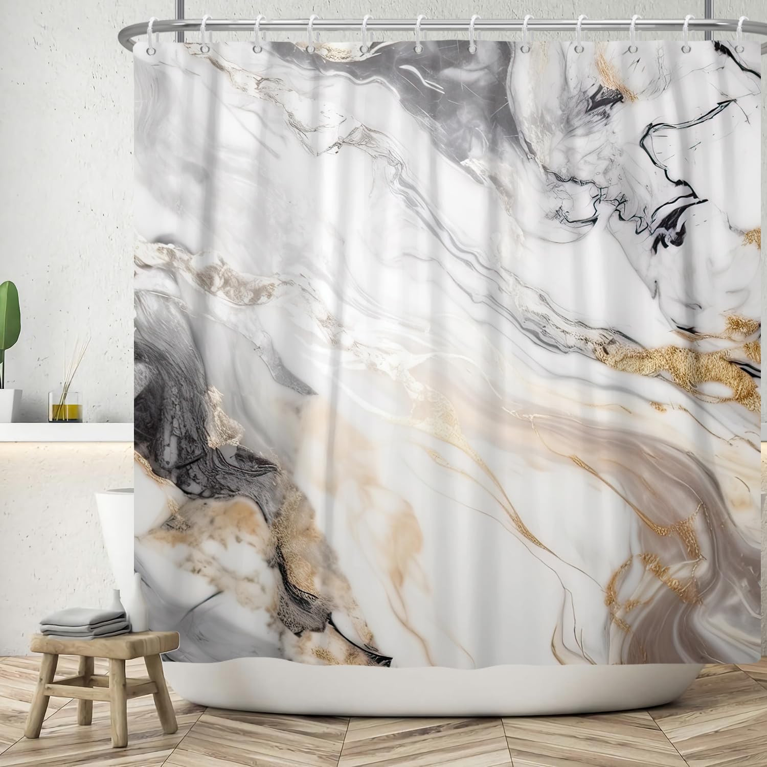 Marble Shower Curtain – Modern Waterproof Polyester, 180x180cm