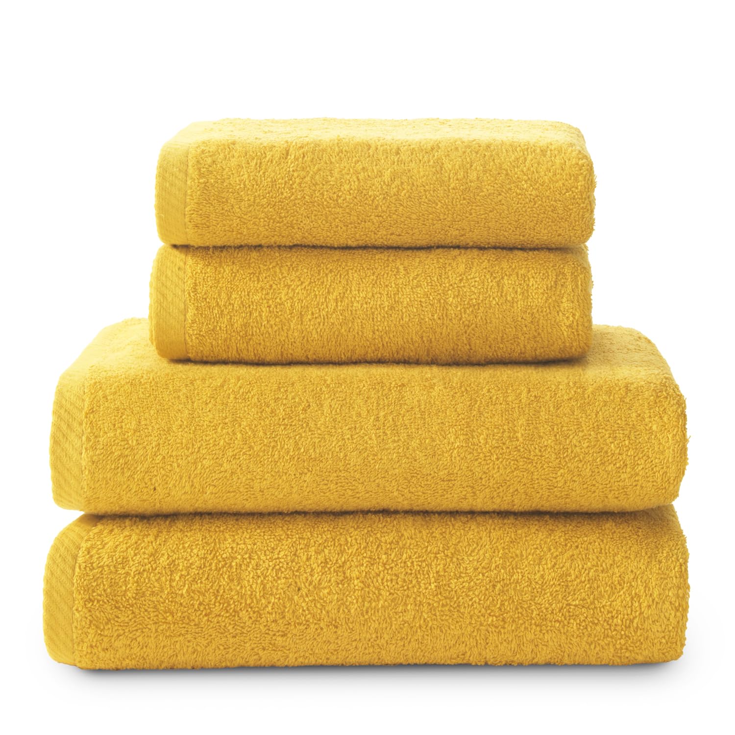Jolof Store 4-Piece Cotton Bath Towel Set – 2 Bath & 2 Hand Towels – Gold