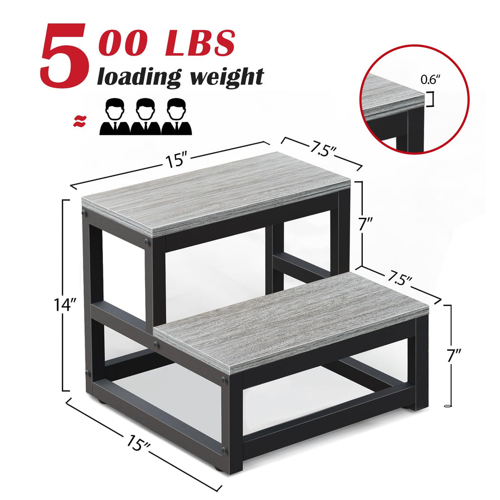LIANTRAL 2-Step Stool – Heavy Duty Wood and Steel Helper for Adults