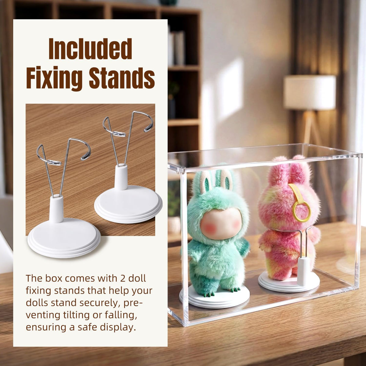 Mcbazel Premium Thick Acrylic Display Case Compatible with Labubu Doll, 92% UV Protection & Dustproof, Magnetic Display Box for POP MART Labubu