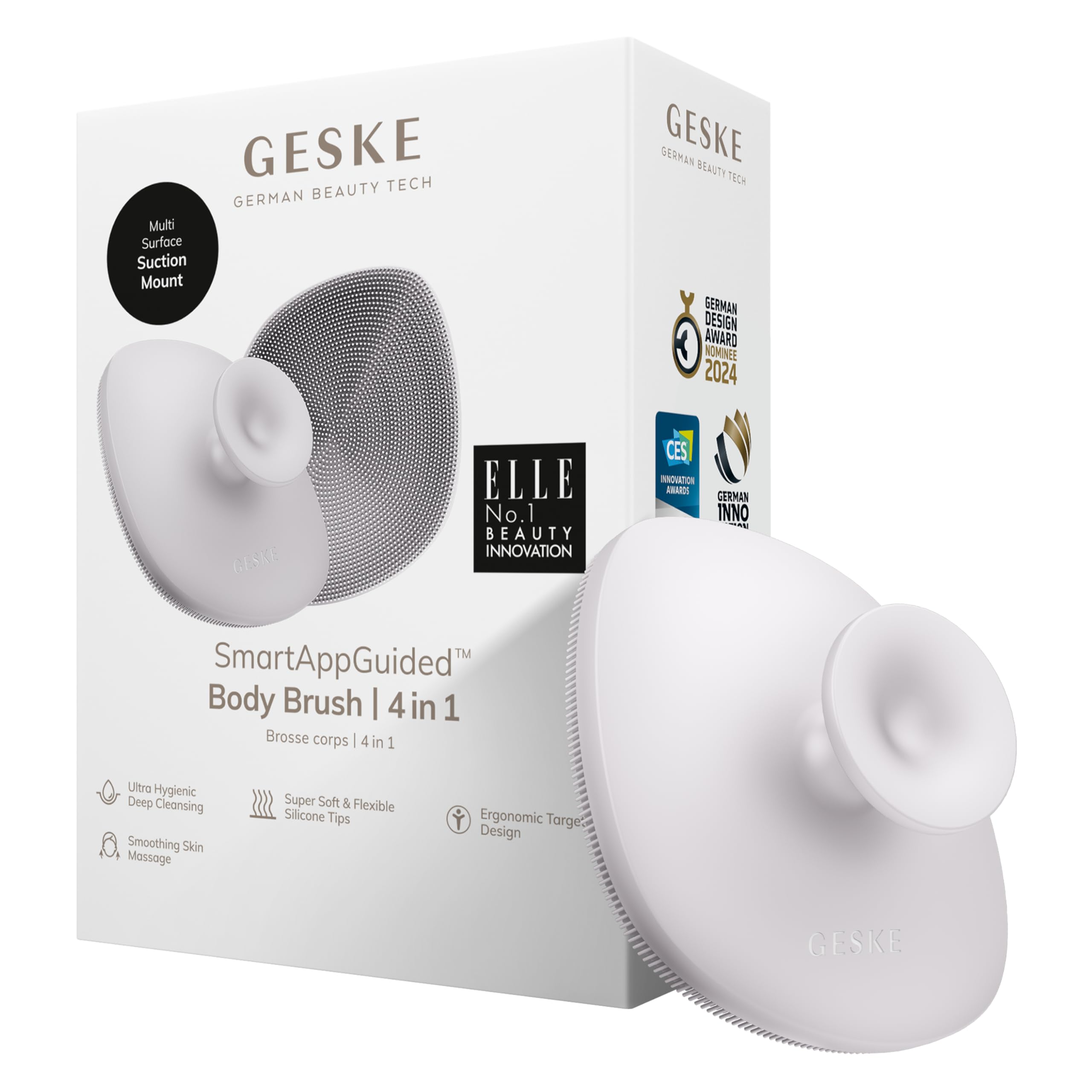 GESKE 4-in-1 Silicone Body Brush | Deep Cleansing & Massage Tool