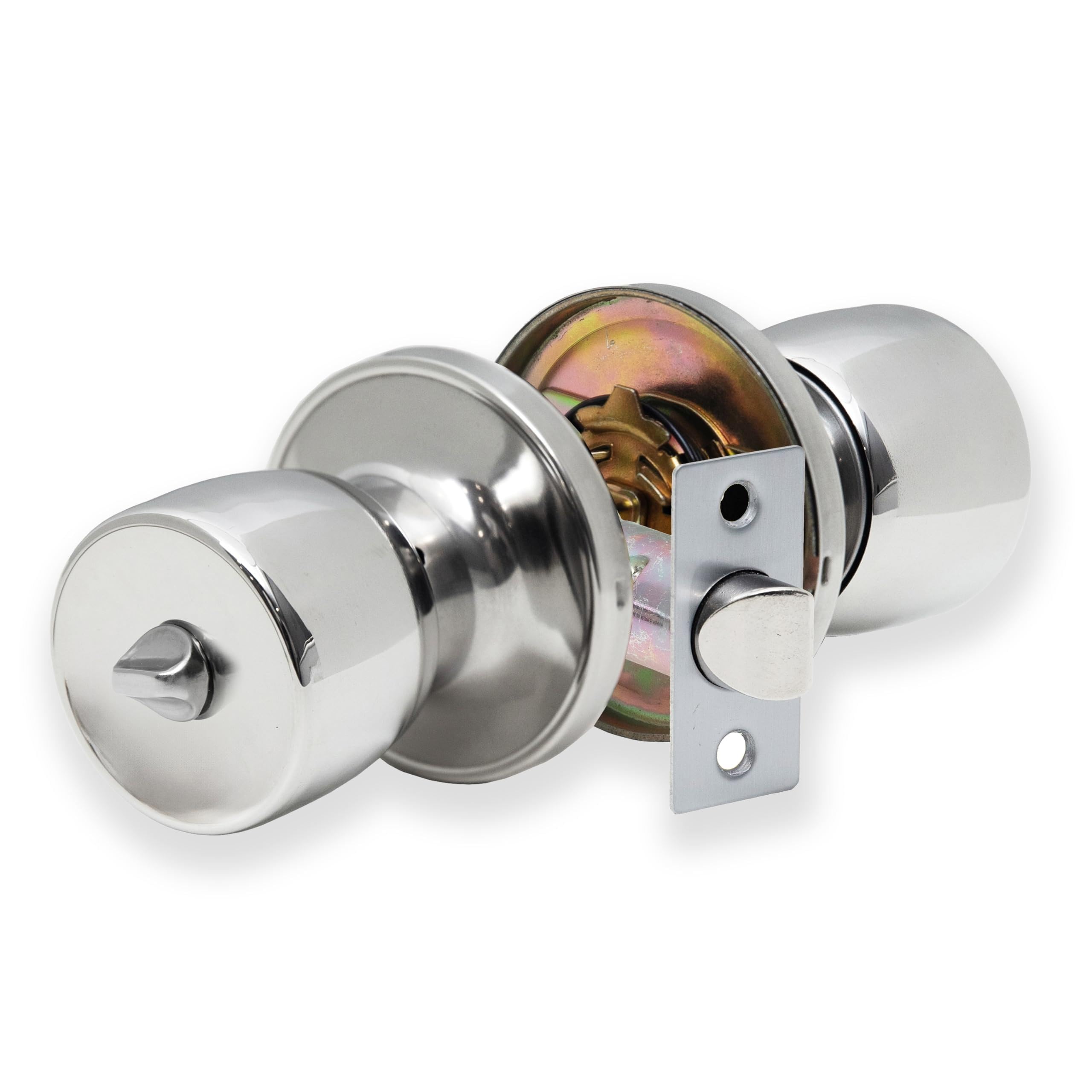 XFORT Tulip Privacy Door Knob Set | Polished Chrome Keyless Lock