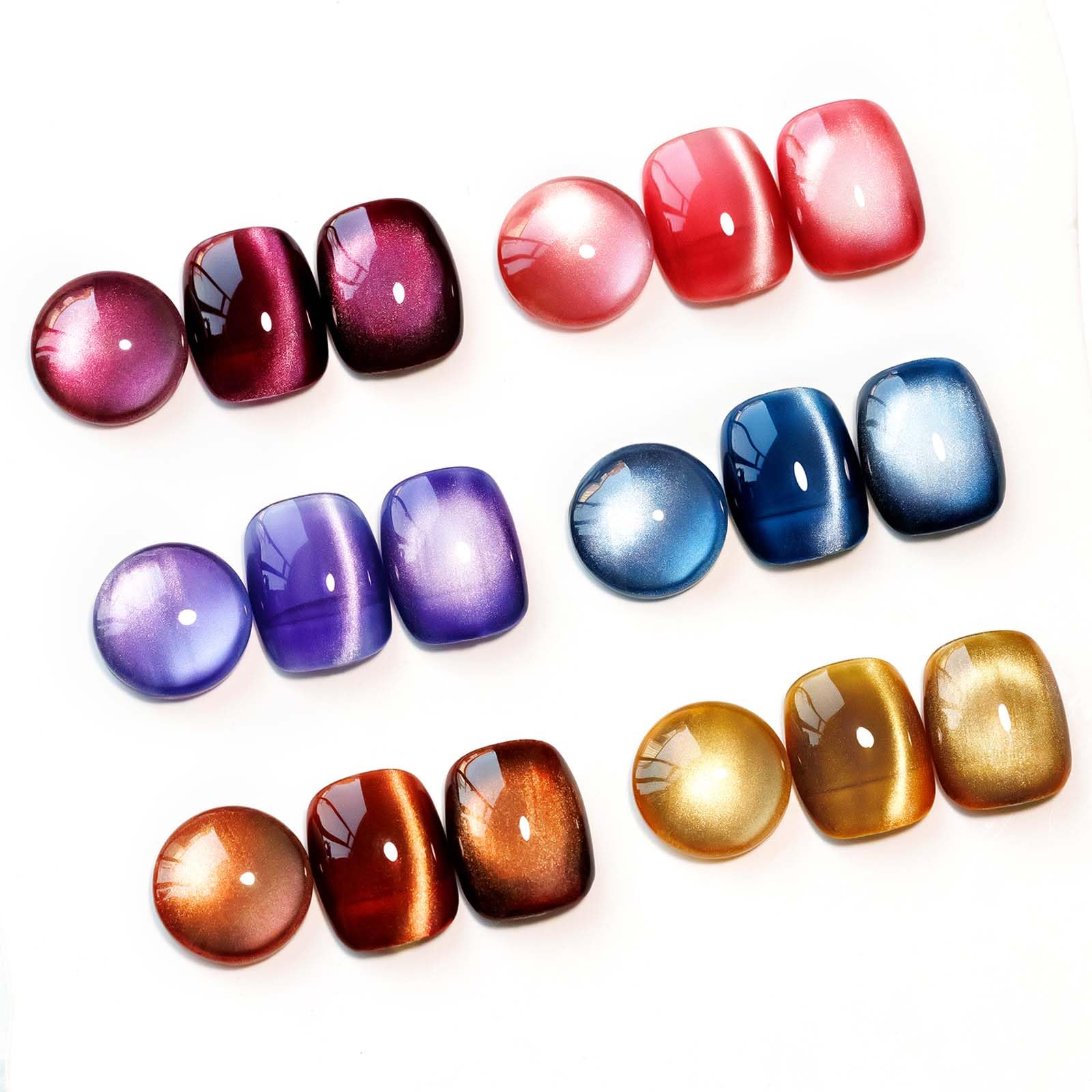 MIZHSE Magnetic Cat Eye Gel Nail Polish Set - 6 Colors Ceramic UV Gel