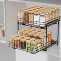 AIRUJIA Pull Out Cabinet Organizer – 2-Tier Metal Adjustable Spice Rack