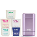 Wild Refillable Natural Deodorant Starter Kit – Purple Case & 5 Refills
