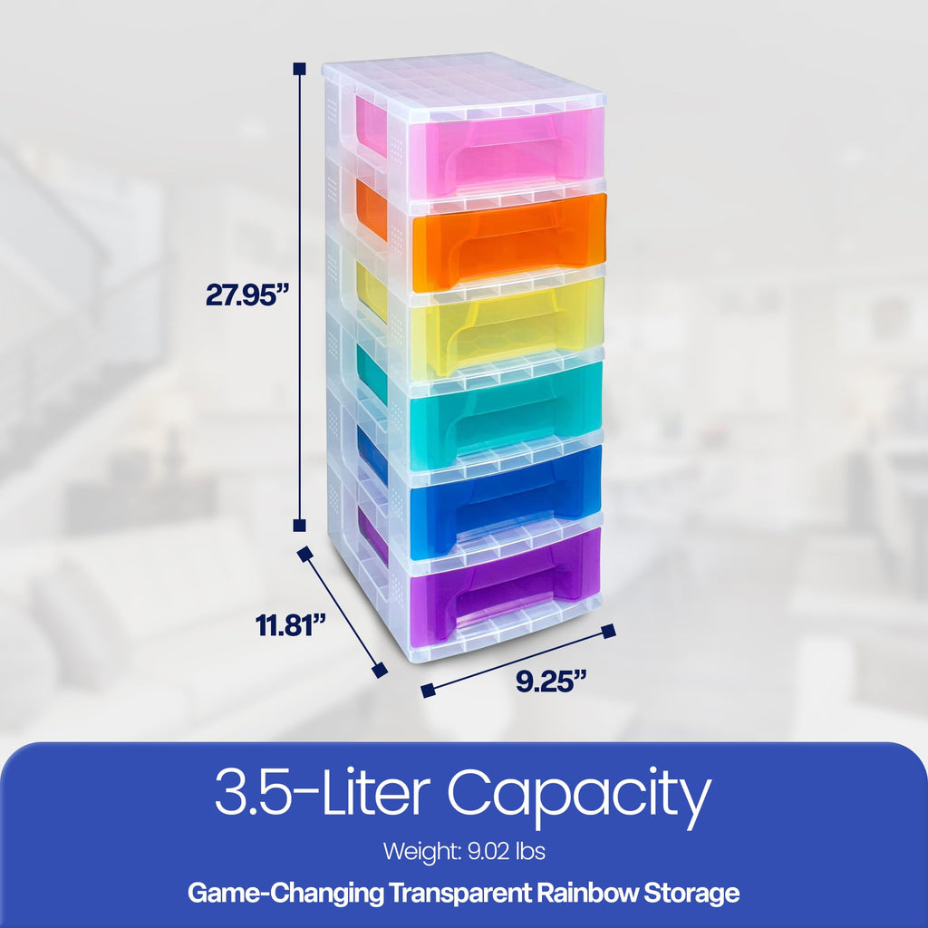 Really Useful Box 6x3.5L Slimline Storage Tower | Rainbow Drawers
