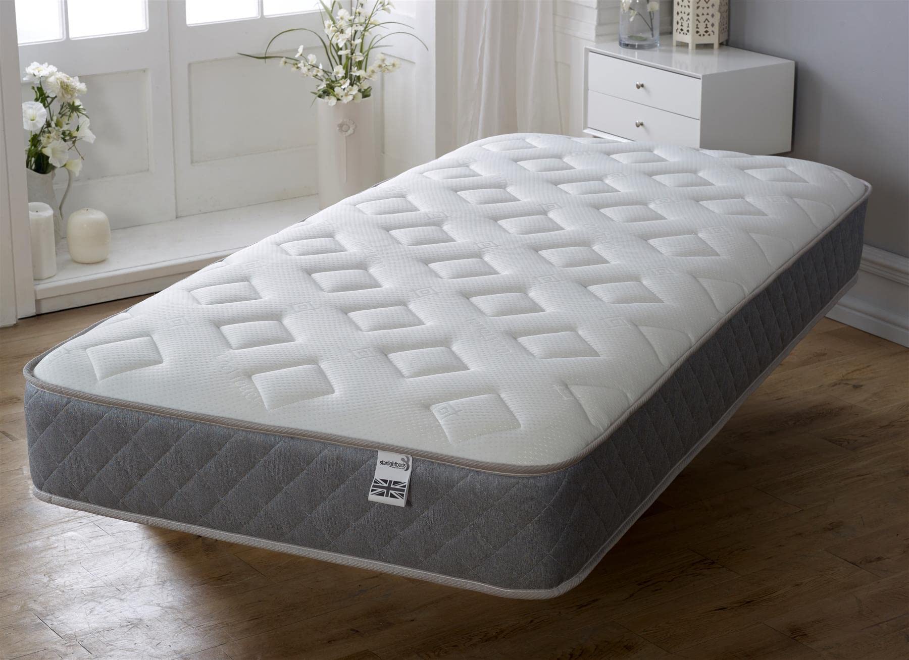Starlight Beds Single Memory Foam Hybrid Mattress – 3ft UK Made Grey