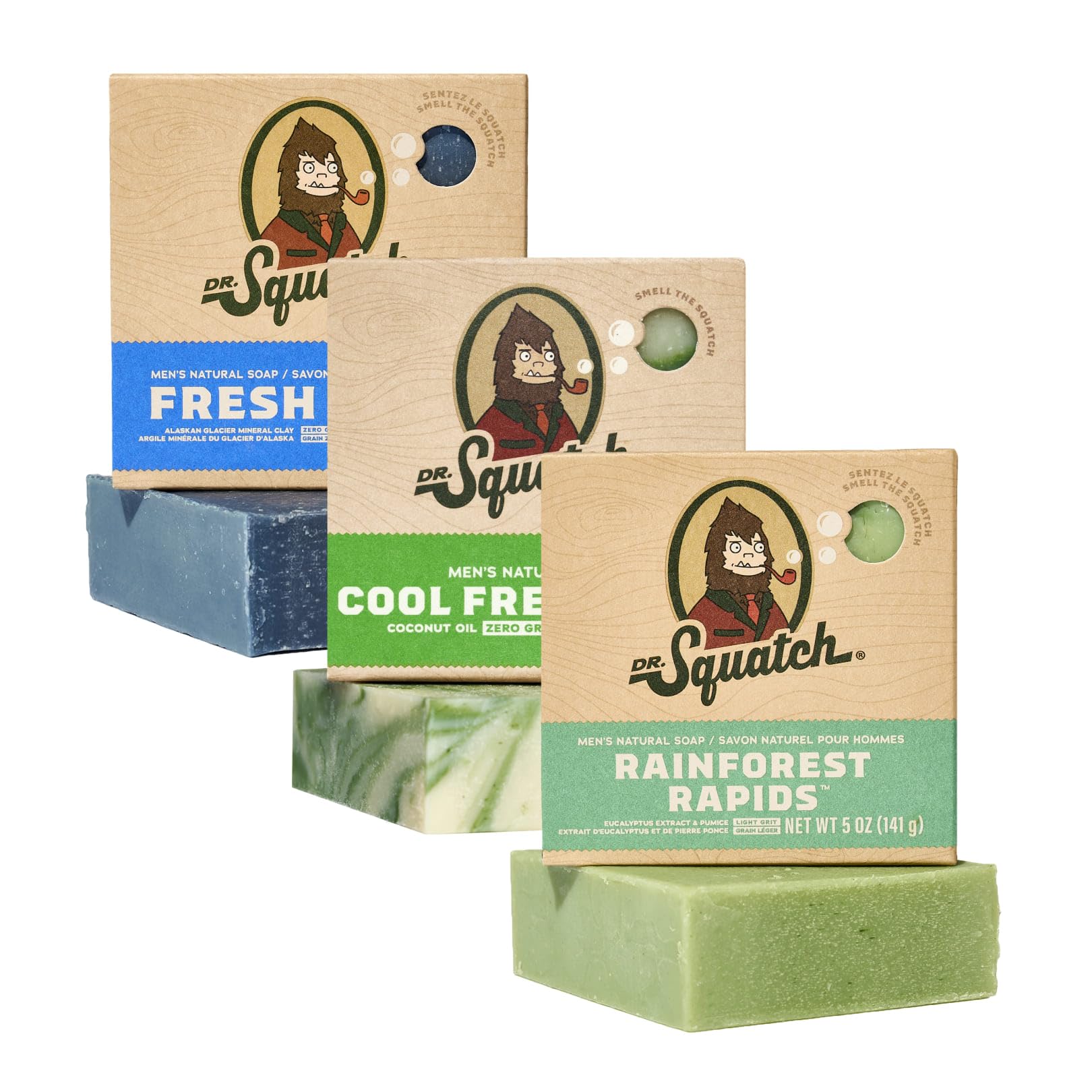 Dr. Squatch Natural Men's Bar Soap – Cold Process 3-Pack Variety