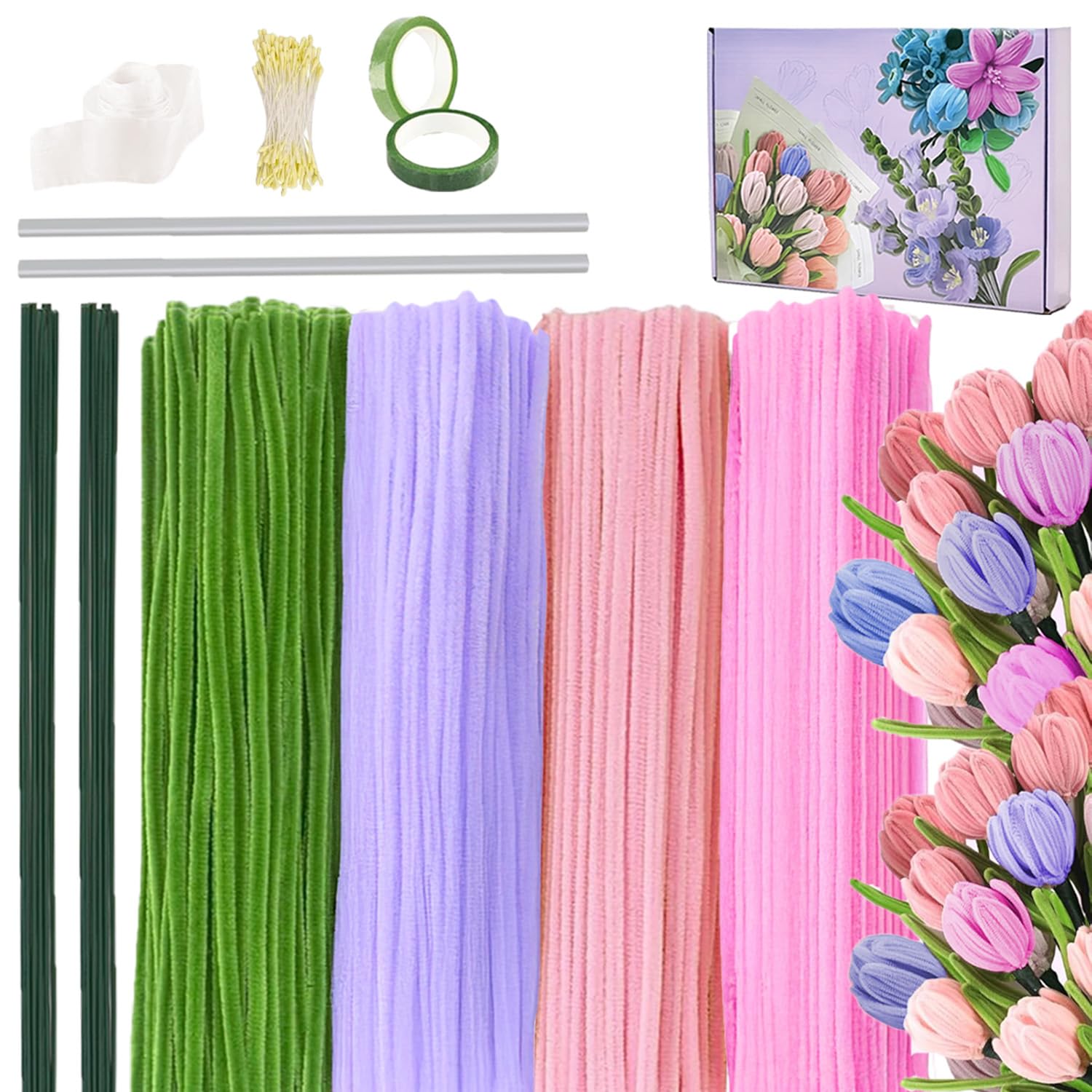 FANXIYA 400 Pcs Pipe Cleaners for Craft Flowers – Pastel Chenille Stems