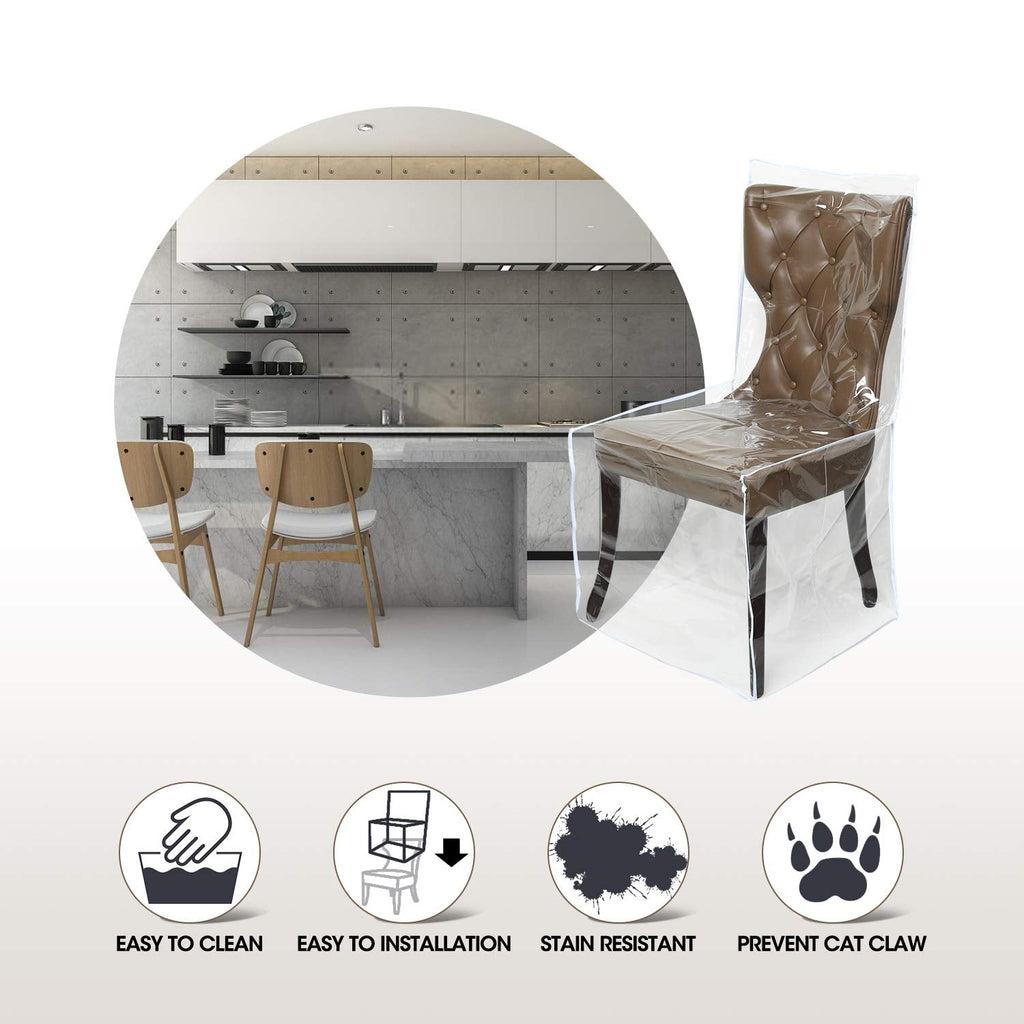 Mardili Clear PVC Dining Chair Protector - 4 Pack Waterproof Slipcovers
