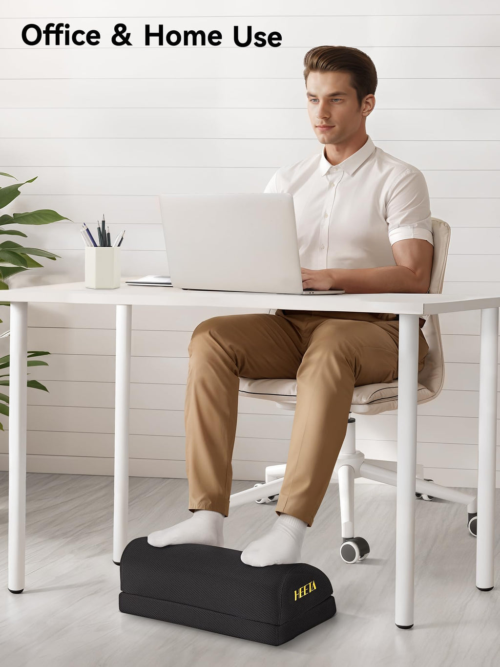 HEETA Foot Rest Under Desk, Ergonomic Footrest Adjustable 2 Optional Height Desk Foot Rest Foam Non-Slip Foot Stool for Home, Office & Gaming Black - image 2