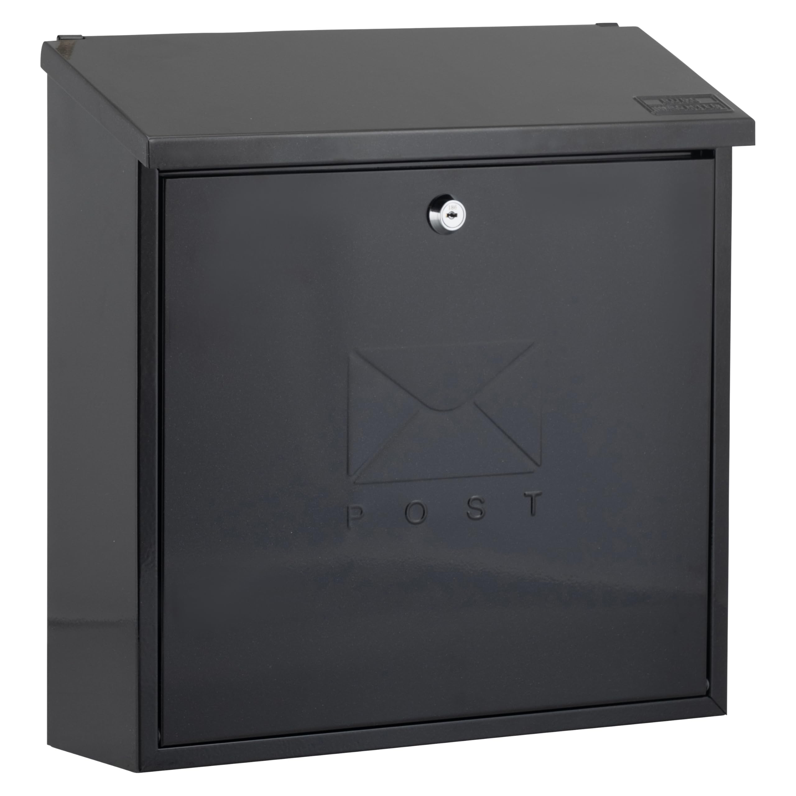 Burg-Wächter Black Steel Post Box – Weatherproof Lockable Mailbox