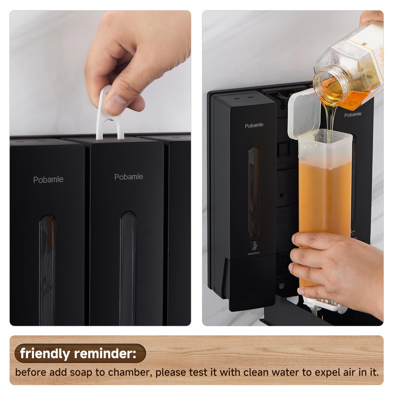 3-Chamber Wall Mounted Shower Soap Dispenser - 3x400ml Black