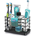 CHONLY Stainless Steel Toothbrush Holder with Drain Tray - Black, 5 Slots