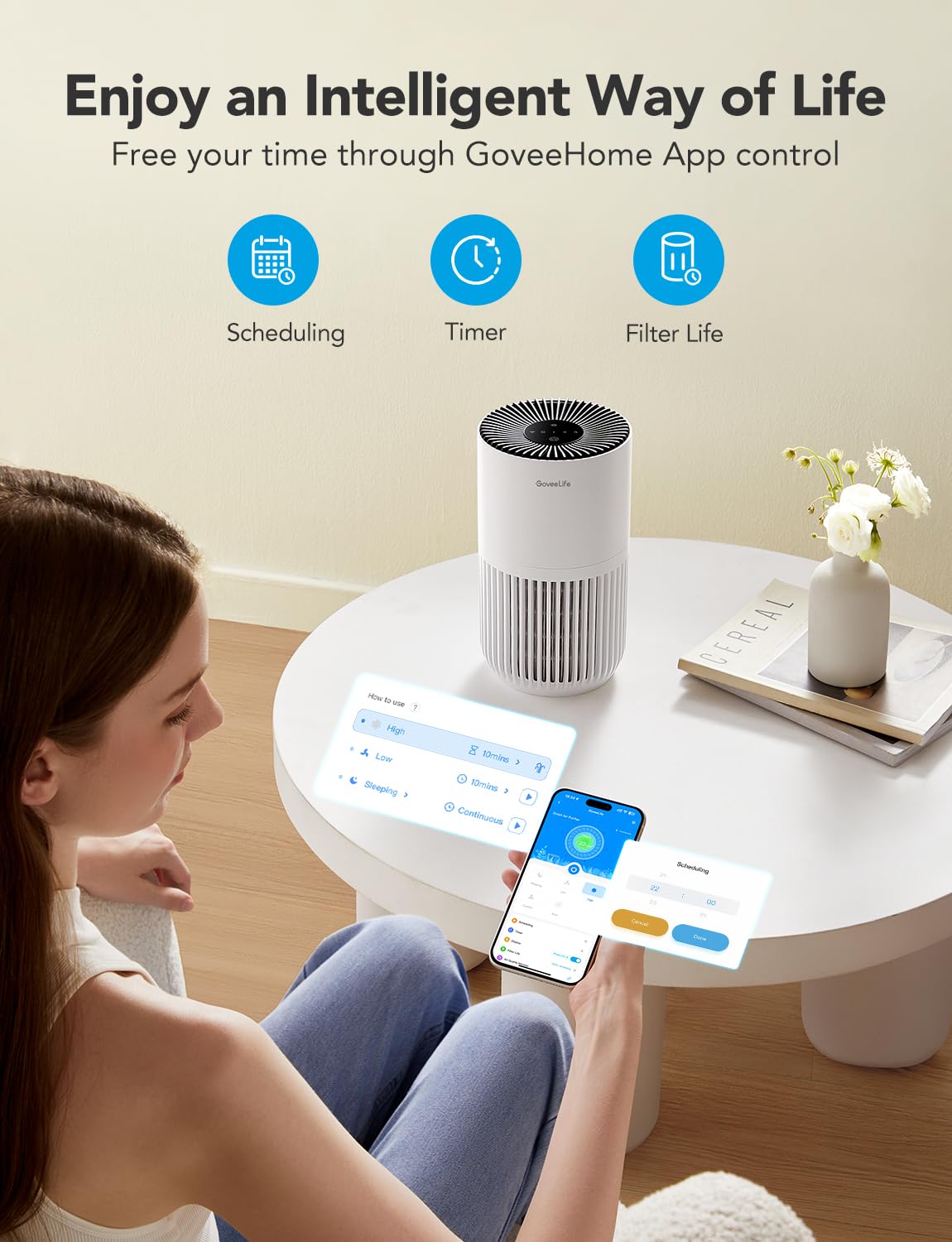 GoveeLife Mini Smart Air Purifier | HEPA Filter with App & Voice Control