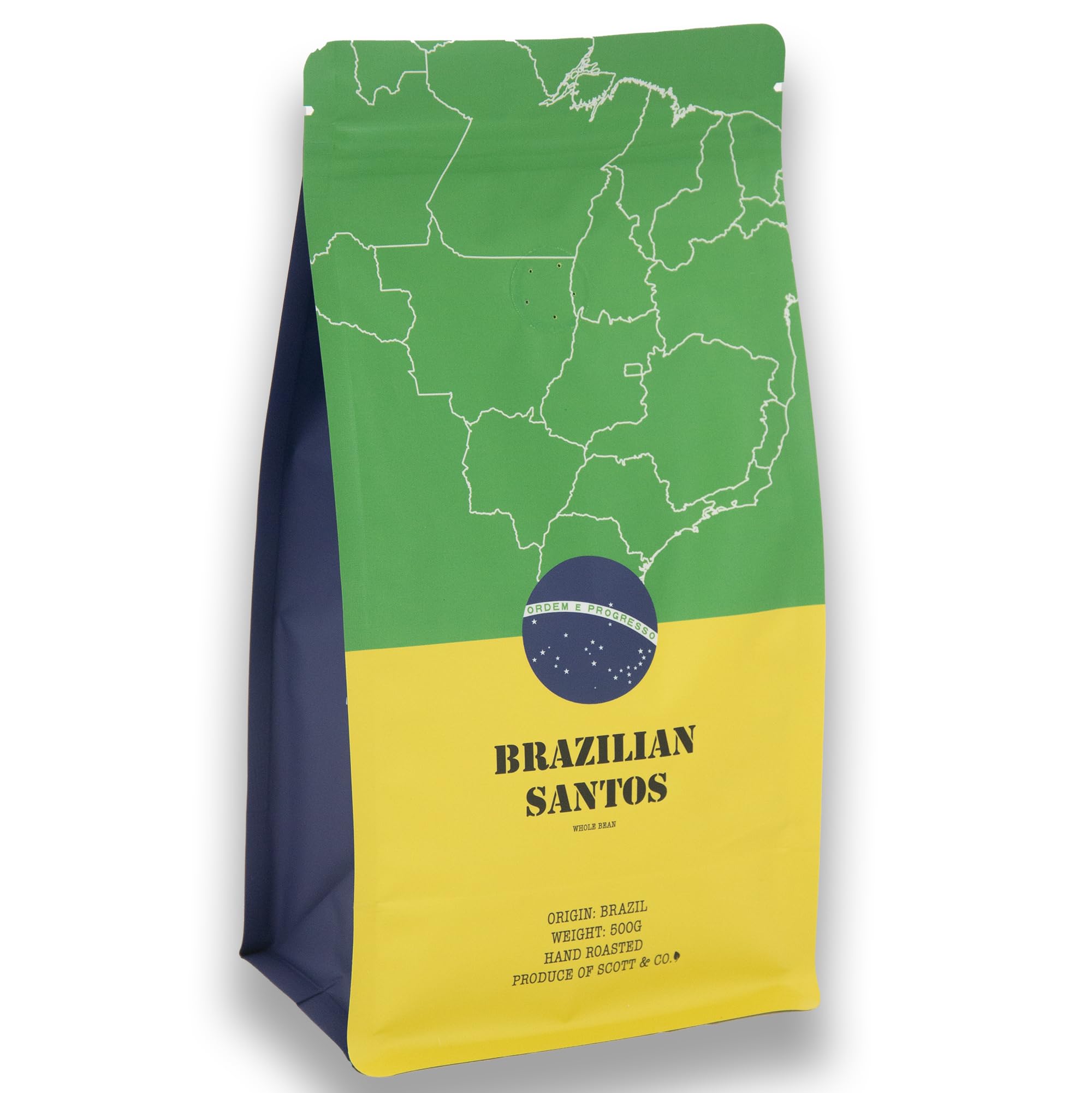 Scott&Co. Brazilian Santos Whole Coffee Beans - Light Roast, 500g