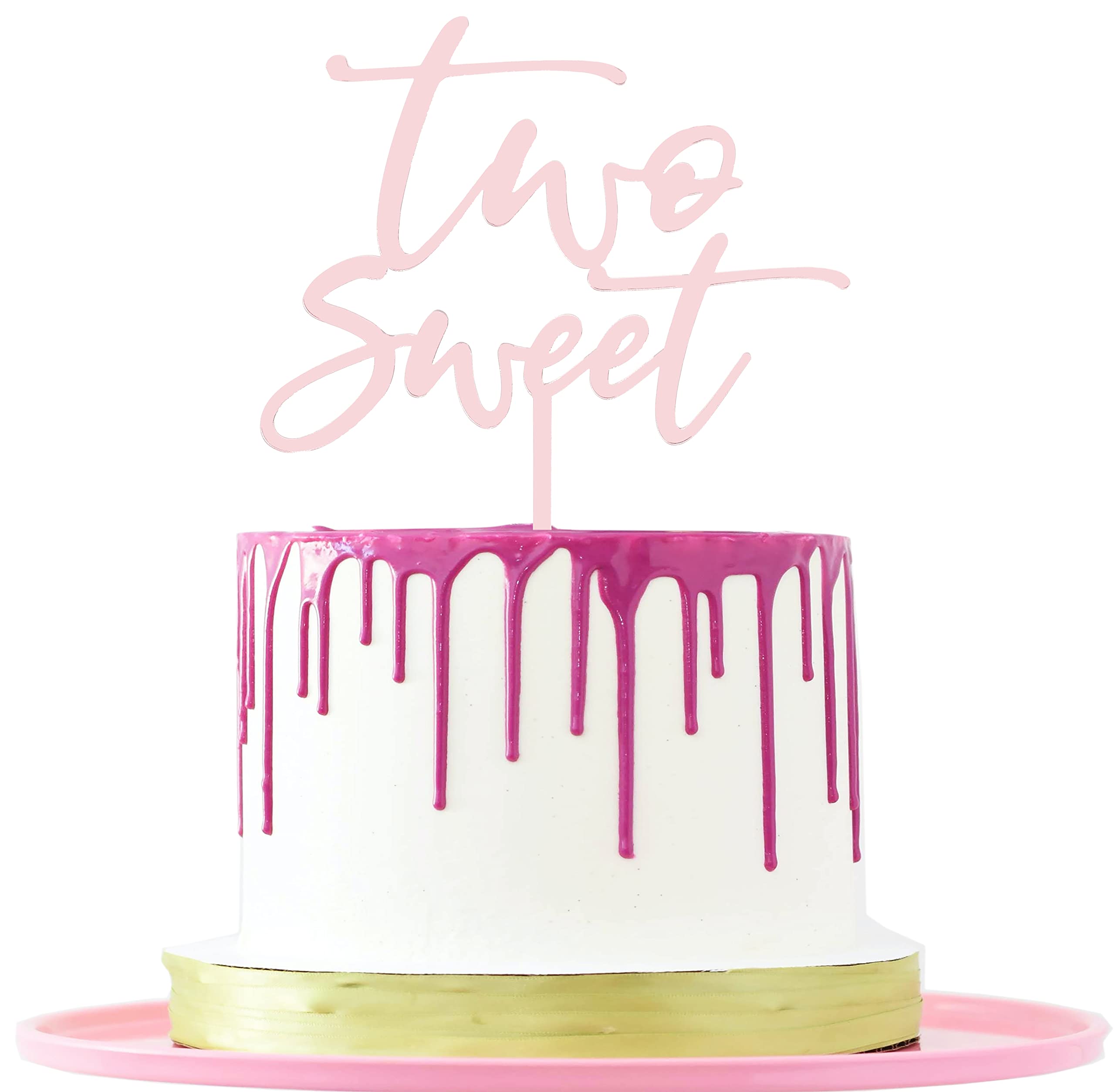 Two Sweet Cake Topper for 2nd Birthday | Rose Gold Acrylic by LOVENJOY