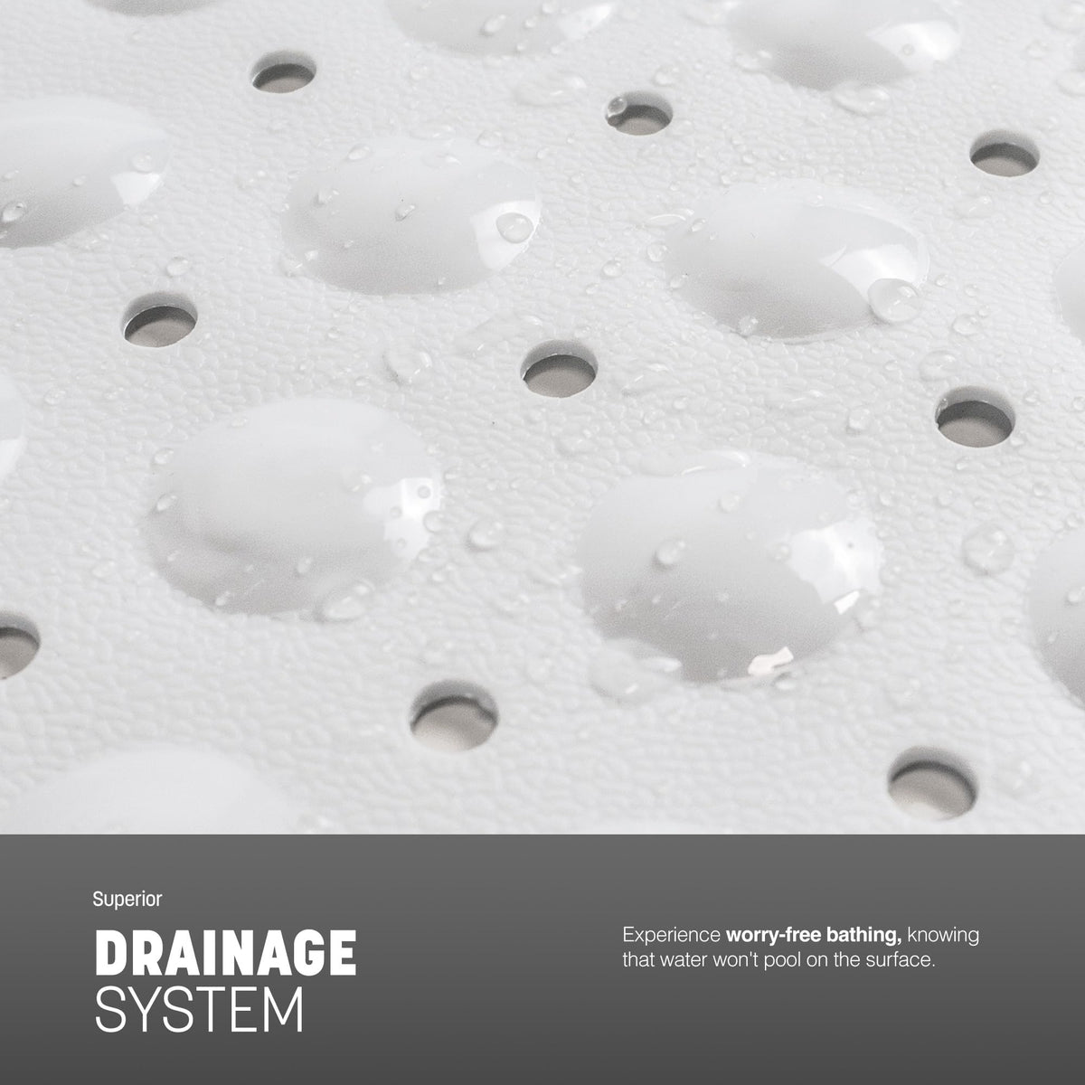 KEPLIN Premium Non-Slip Shower Mat - 164 Suction Cups, BPA & Latex Free, Mildew Resistant, Machine Washable - Safe