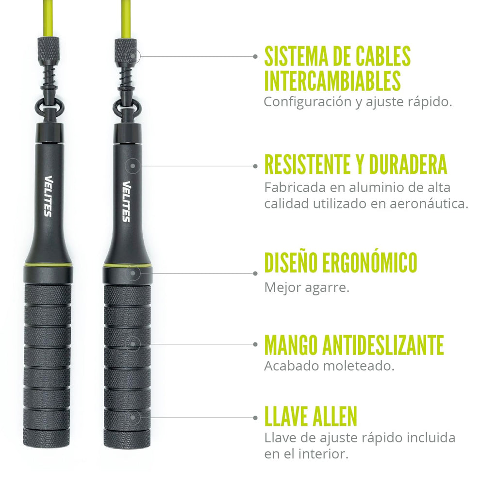 Velites Earth 2.0 Weighted Jump Rope | Aluminum Fitness Rope - Black