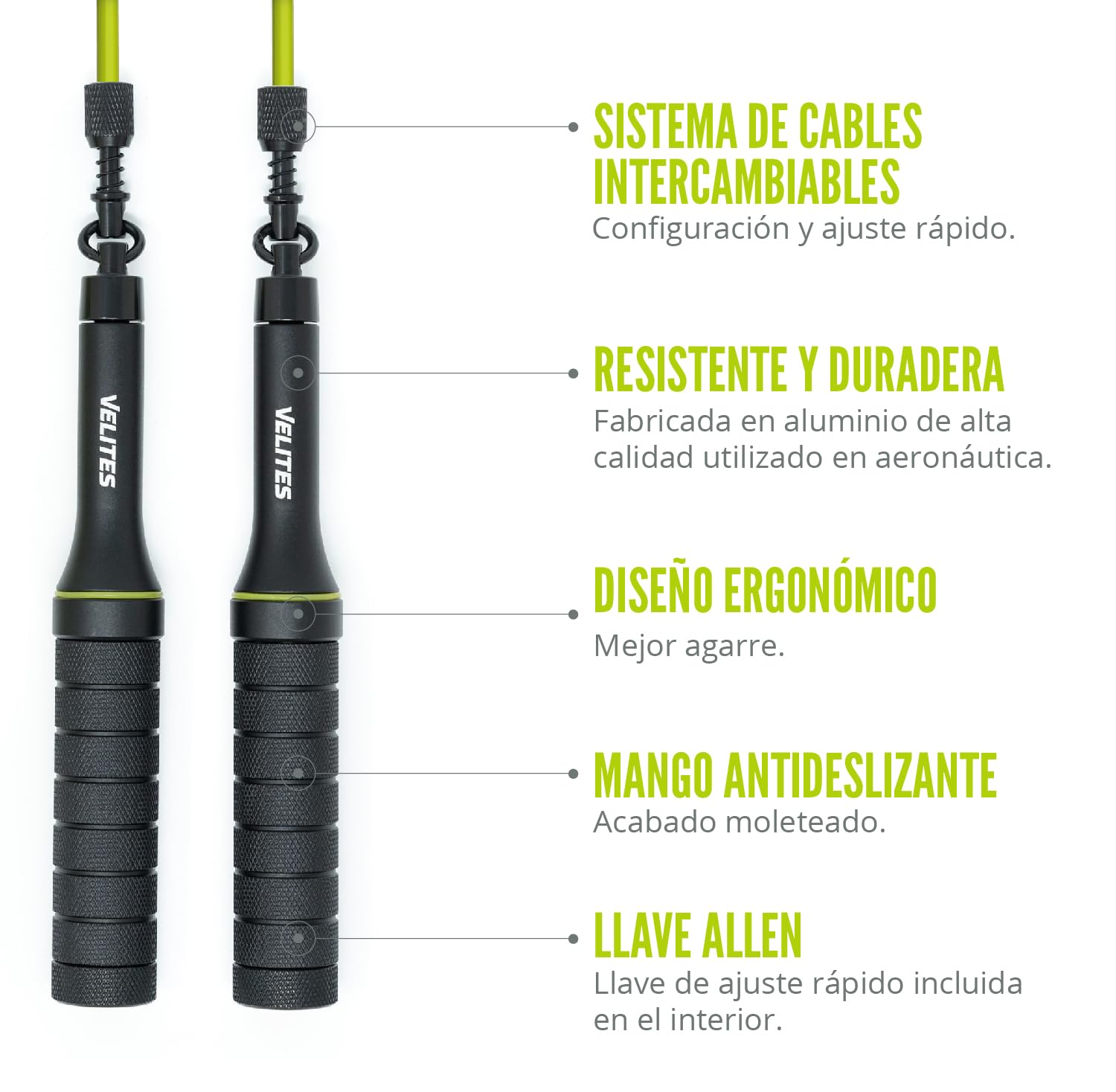 Velites Earth 2.0 Weighted Jump Rope | Aluminum Fitness Rope - Black