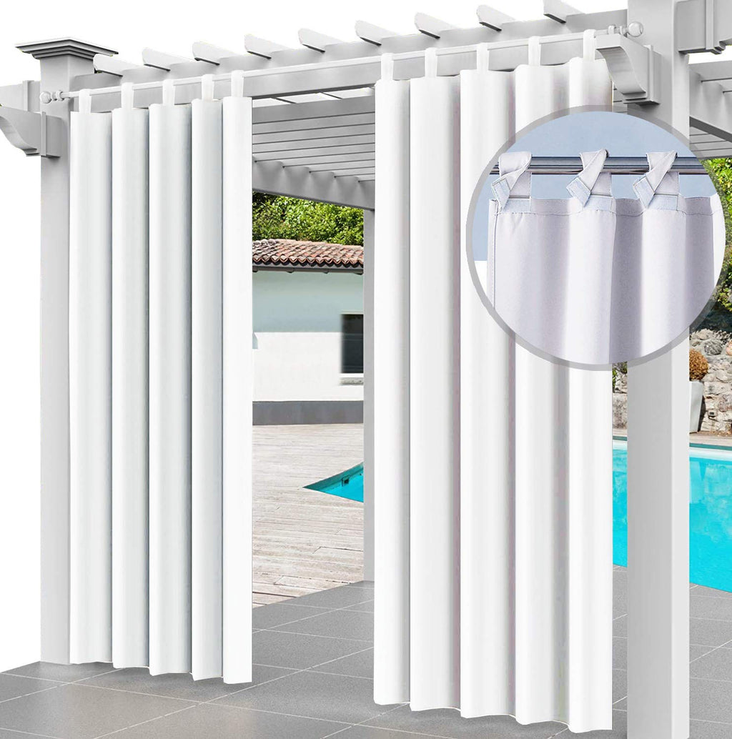 Ferocity Waterproof Outdoor Curtains | 2-Panel UV Resistant Set - White