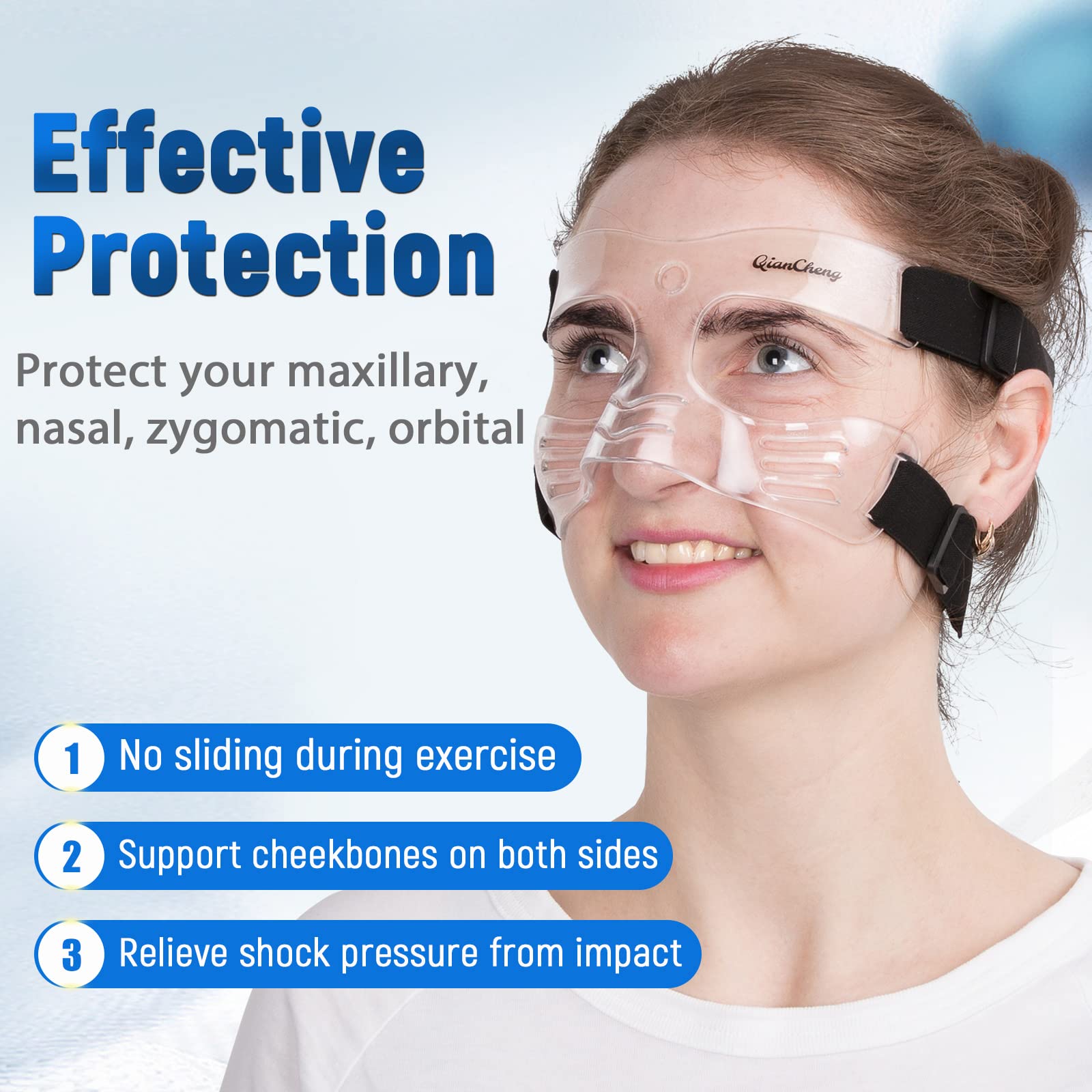 QianCheng Nose Guard Shield | Youth Sports Face Mask for Basketball – Small