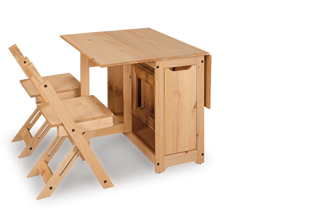 Mews Corona Butterfly Santos Dining Set 4 Seat Folding Drop Leaf Table with Chairs Solid Mexican Pine - image 3