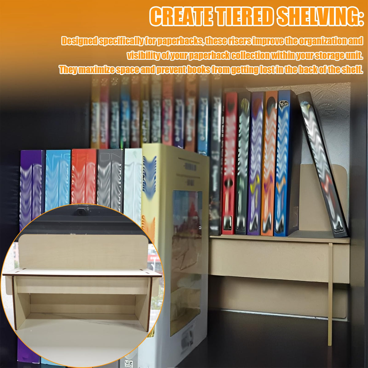 SUNUCO Paperback Book Riser insert compatible with Ikea Kallax Storage Unit, Inserts Shelves for Improved Book Organization 1Pcs - image 4