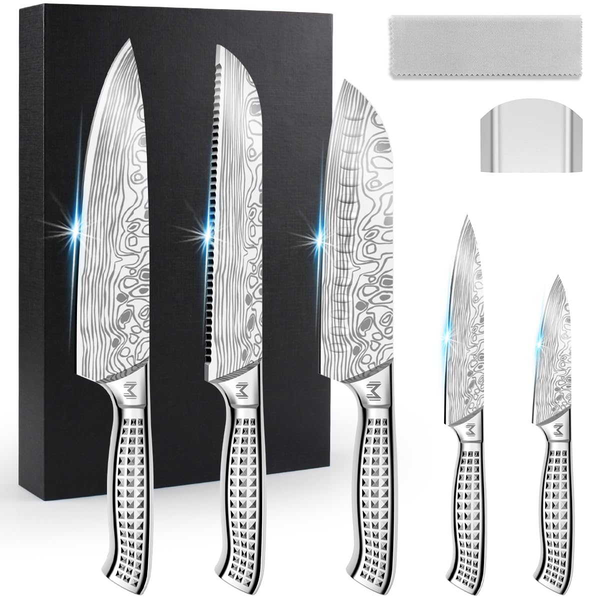 GlowTrix 7-Piece Professional Chef Knife Set - High Carbon Stainless Steel