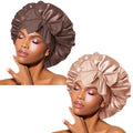 Bonnet Queen Silk Satin Bonnet for Curly Hair – Adjustable Tie Band, Champagne