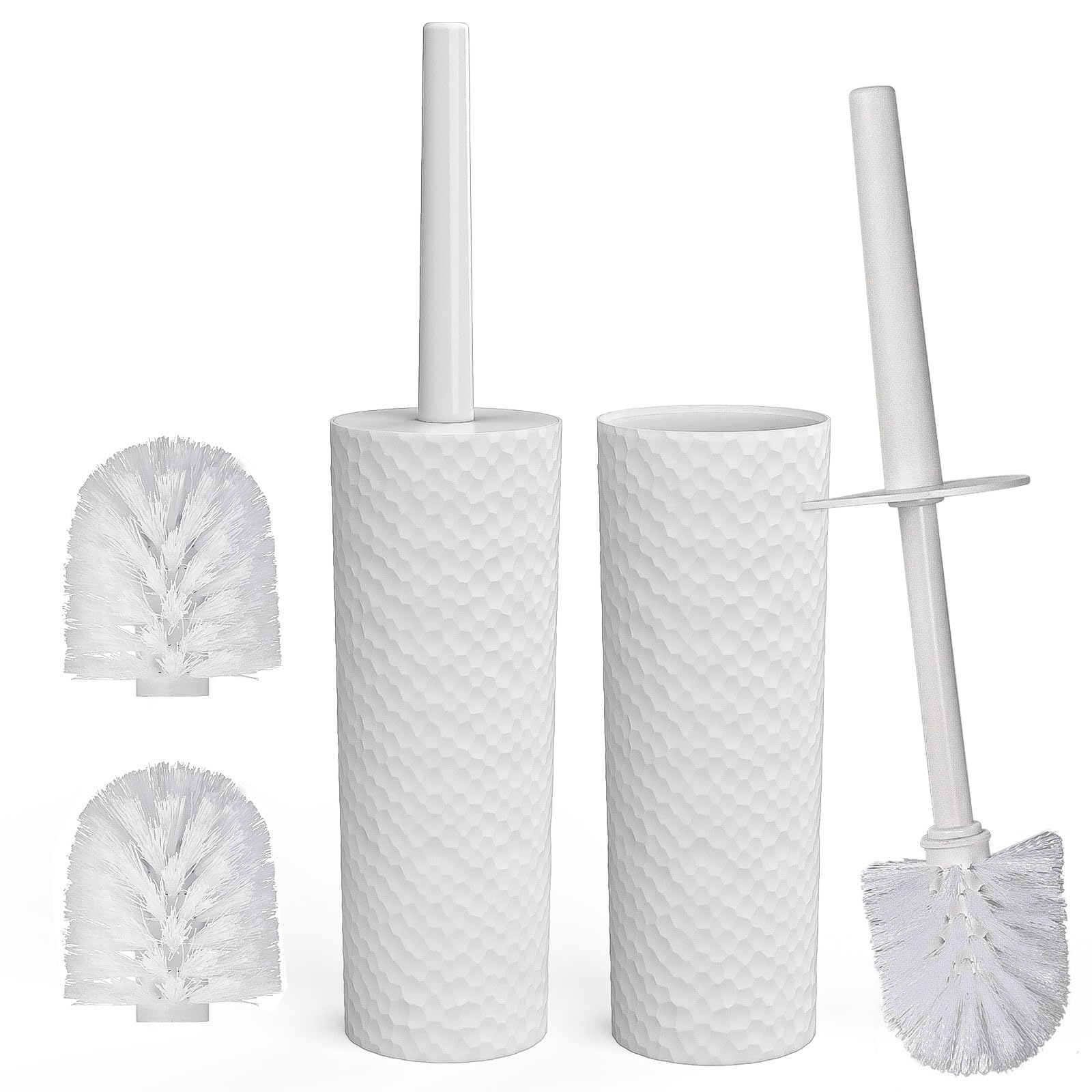 Topsky 2-Pack Closed Toilet Brush and Holder Set with 2 Replacement Heads