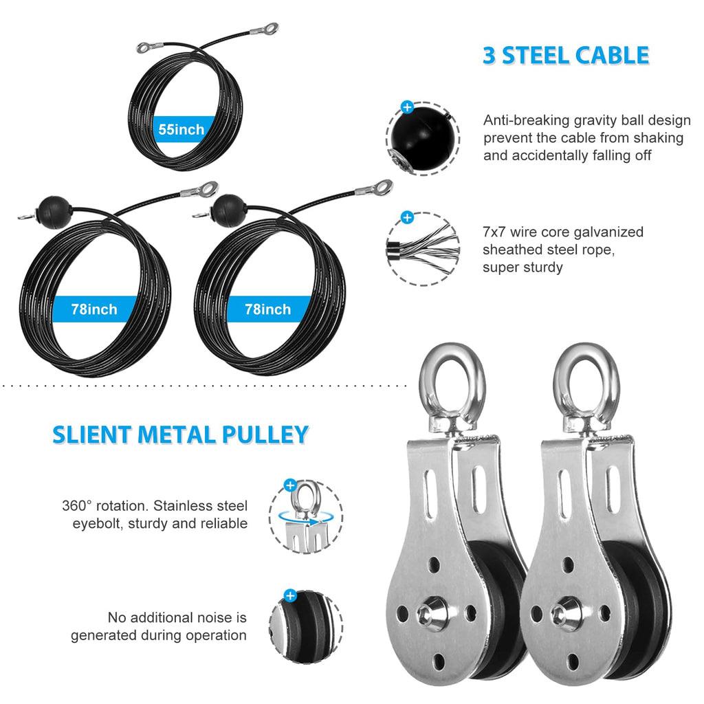 Cable Pulley System Home Gym - LAT Pull Down & Tricep Set