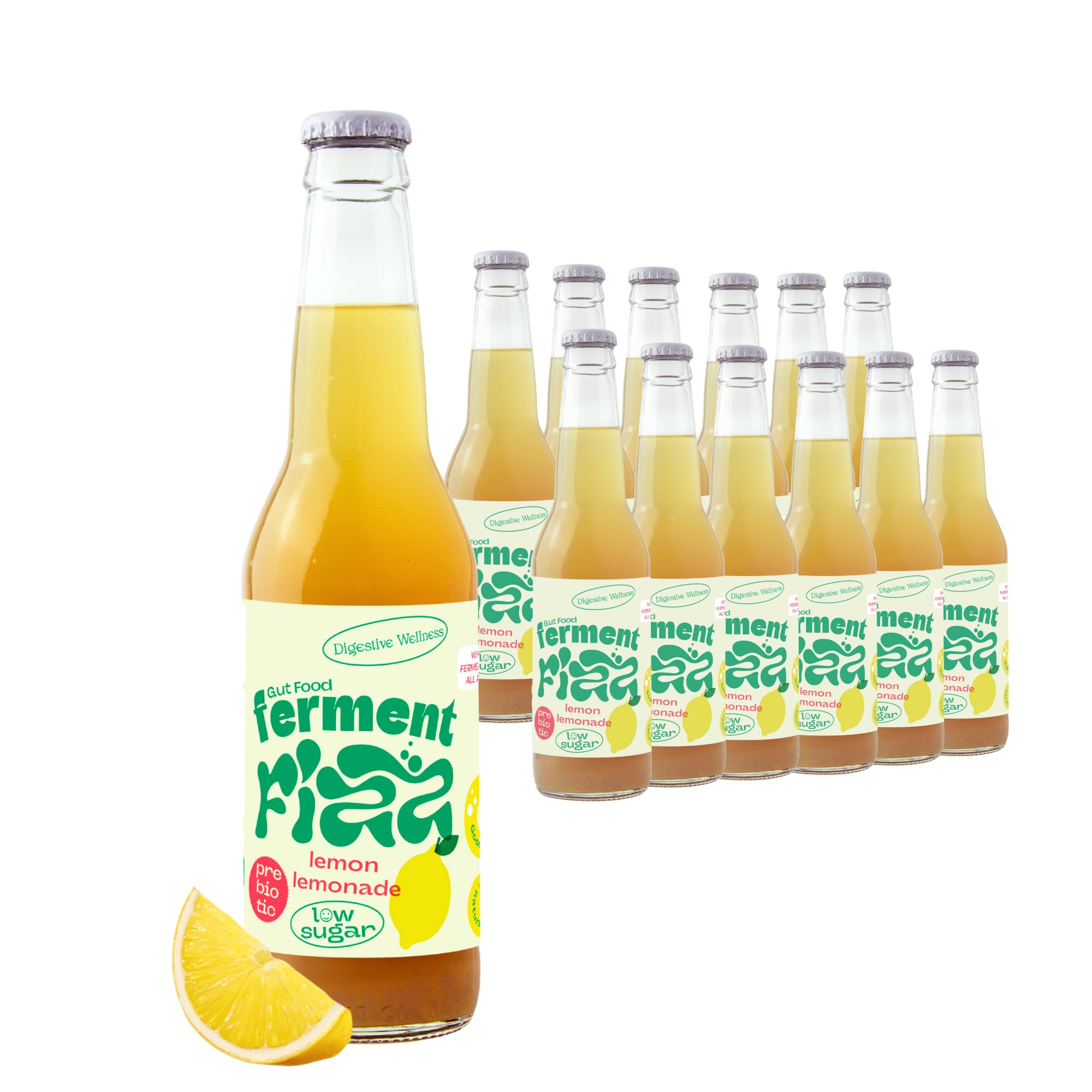 Ferment Fizz Lemon – Prebiotic Sparkling Lemonade (12 Pack)