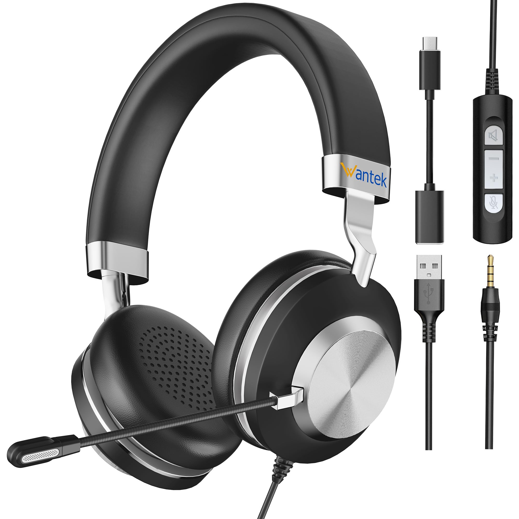 Wantek USB Headset with Noise Cancelling Microphone for PC and Laptop