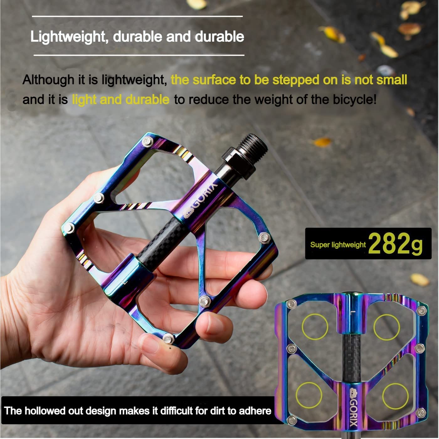 GORIX Oil Slick Bike Flat Pedals – Lightweight CNC Aluminum MTB Pedals