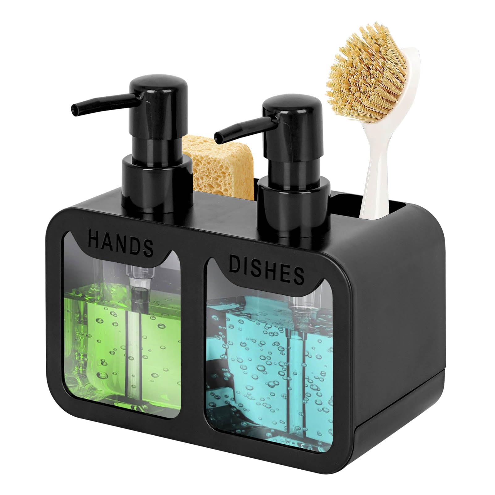 Jolof Store 3-in-1 Kitchen Soap Dispenser with Sponge & Brush Holder