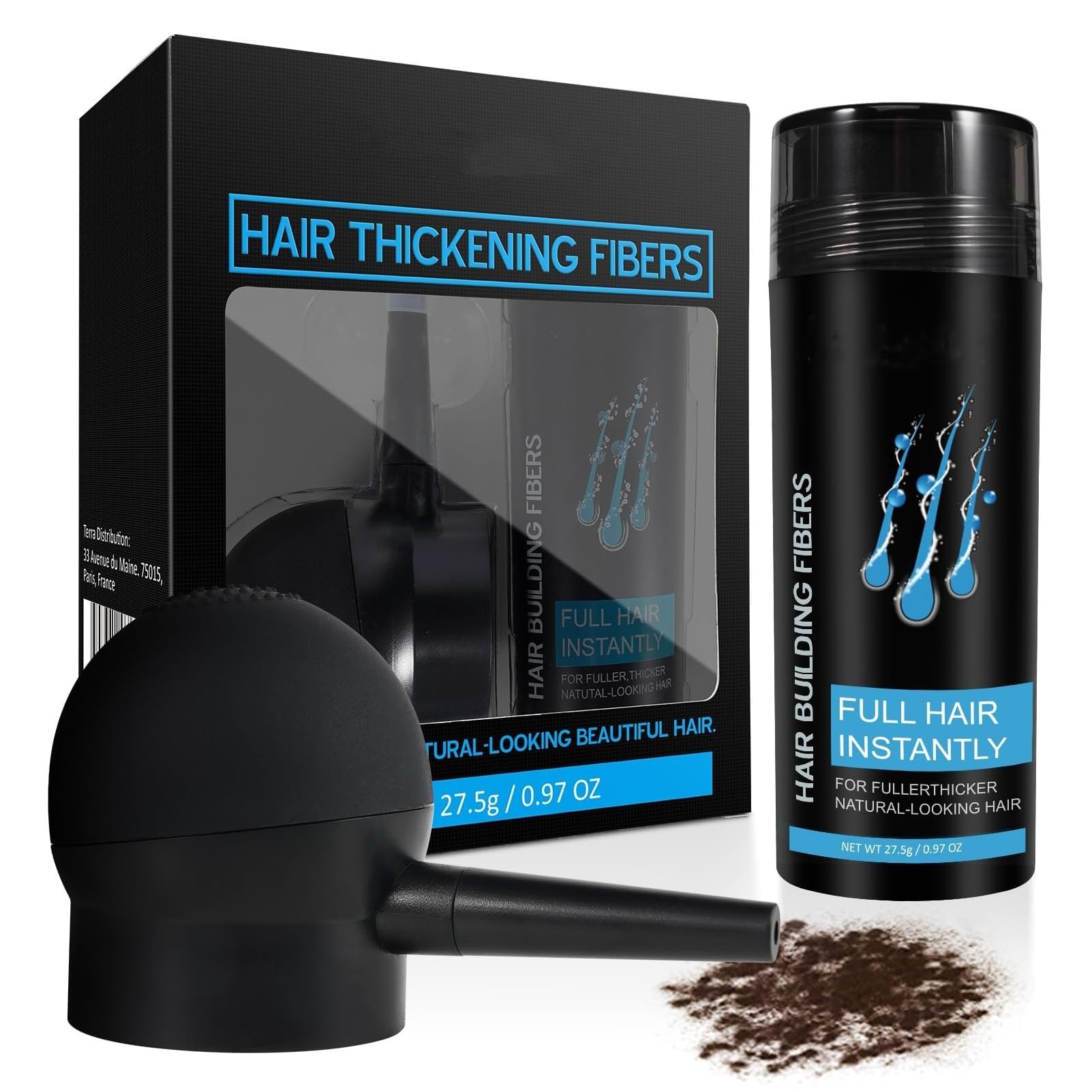 INSKIN Hair Building Fibers – Dark Brown Keratin Hair Loss Concealer
