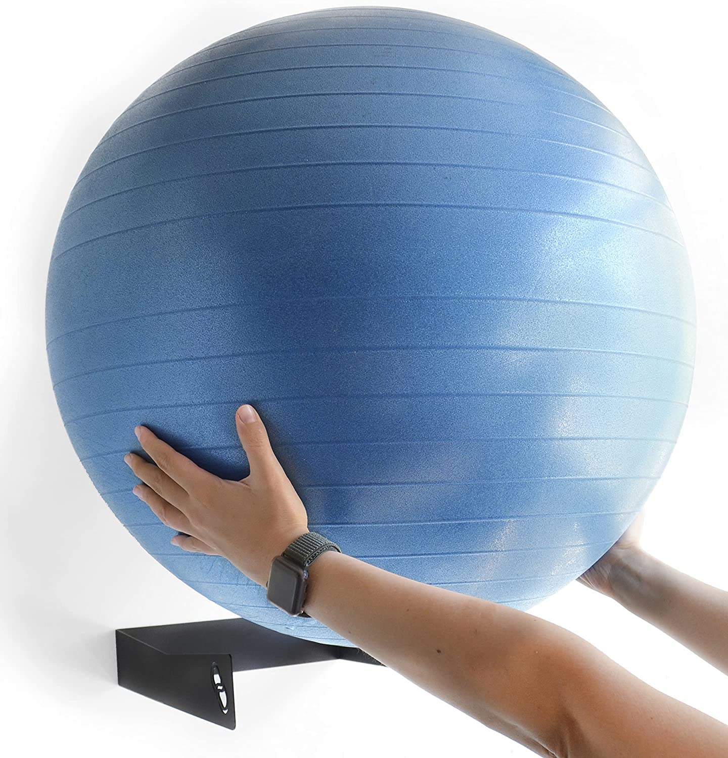 Meollo Steel Gym Ball Storage Rack - Pack of 2 Wall Mounts, Black