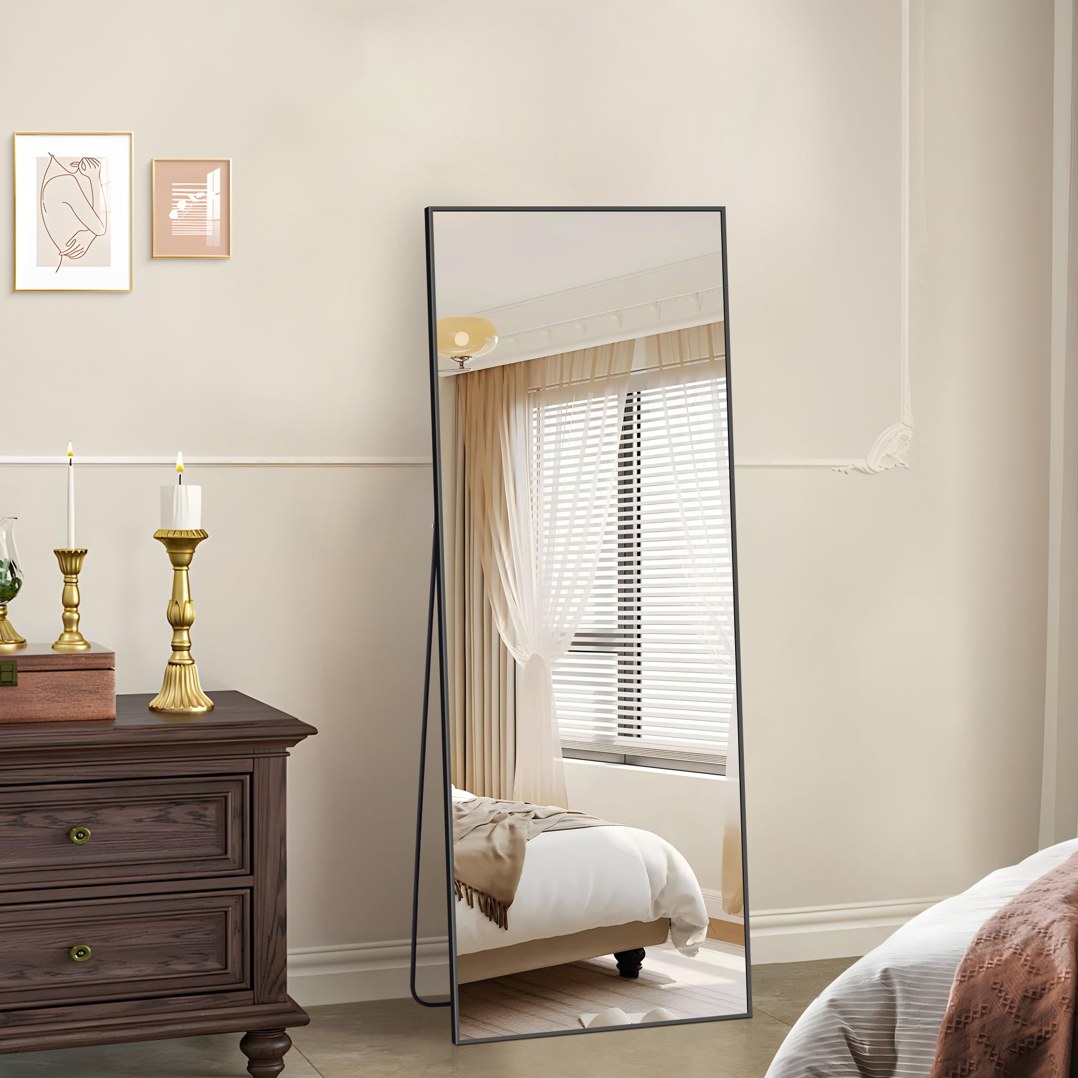 KOCUUY Full Length Mirror | 147x44cm Aluminum Alloy Wall & Floor Mirror