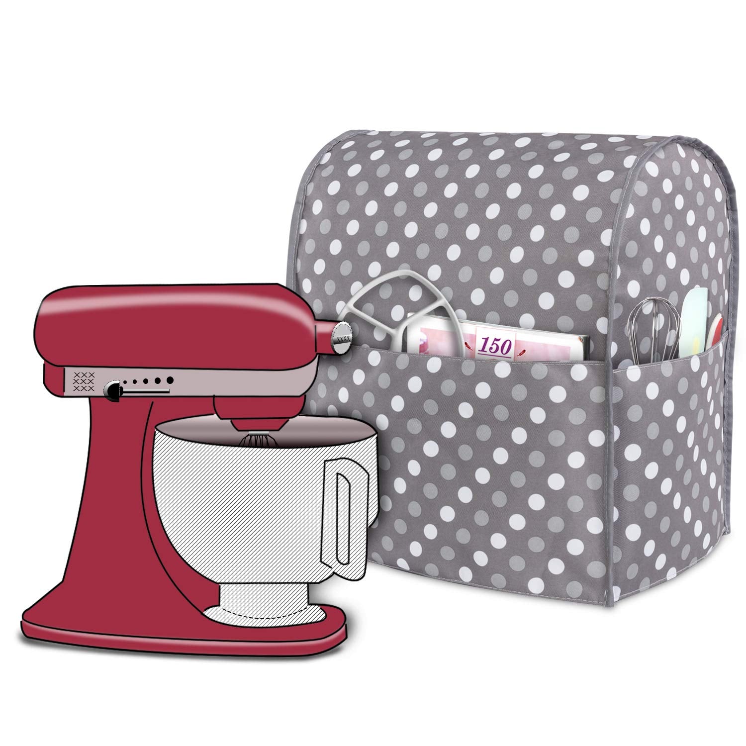 Luxja Dust Cover for KitchenAid Pastry Processor, 4.3L-4.8L, Grey