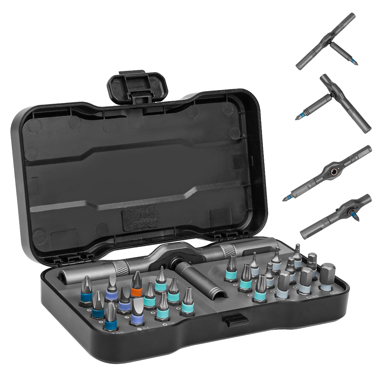 HYCHIKA 24-in-1 Ratchet Screwdriver Set | Mini Reversible Handle