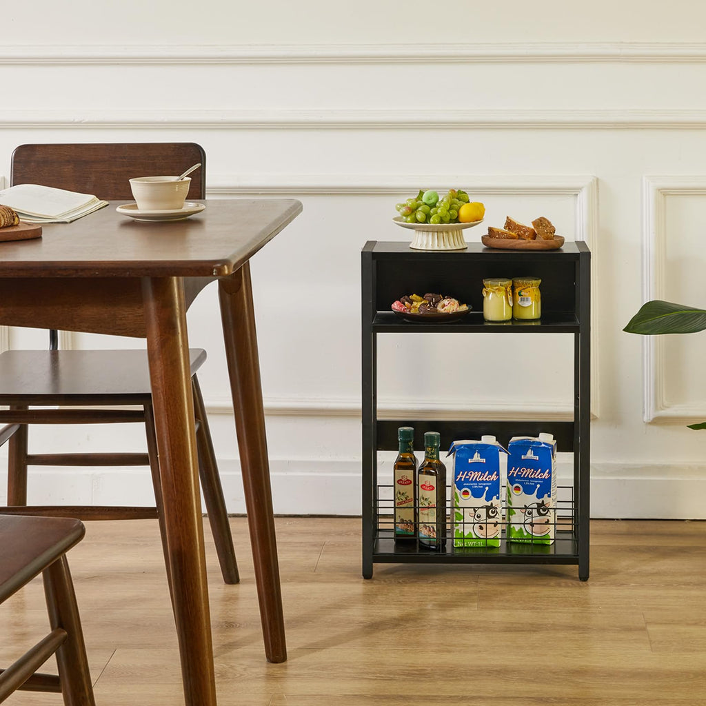 IBUYKE Narrow Side Table – 3-Tier Industrial End Table with Storage Shelf