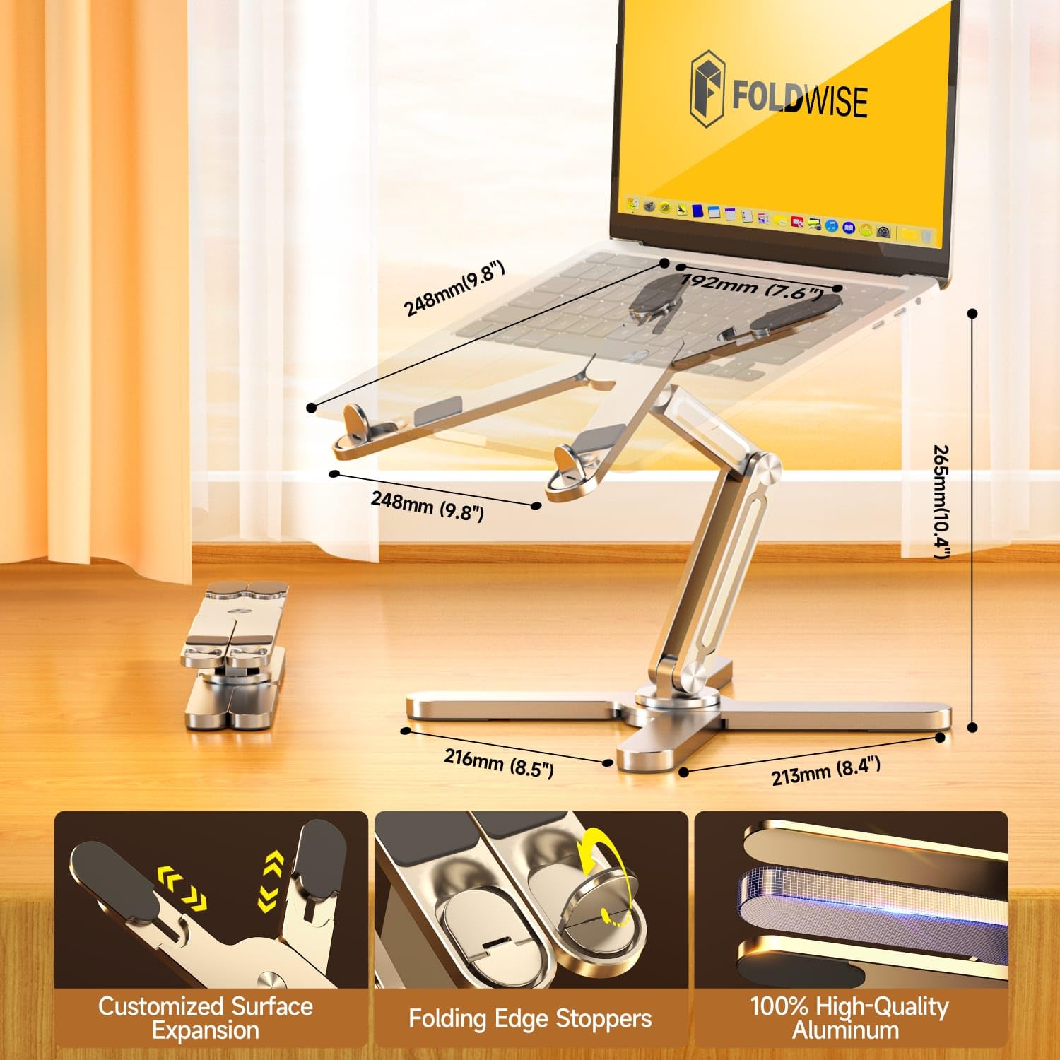 FoldWise X Aluminum Laptop Stand | 360° Rotating & Adjustable Riser