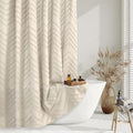 Jolof Store Beige Boho Shower Curtain – 72x72 Tufted Farmhouse Fabric